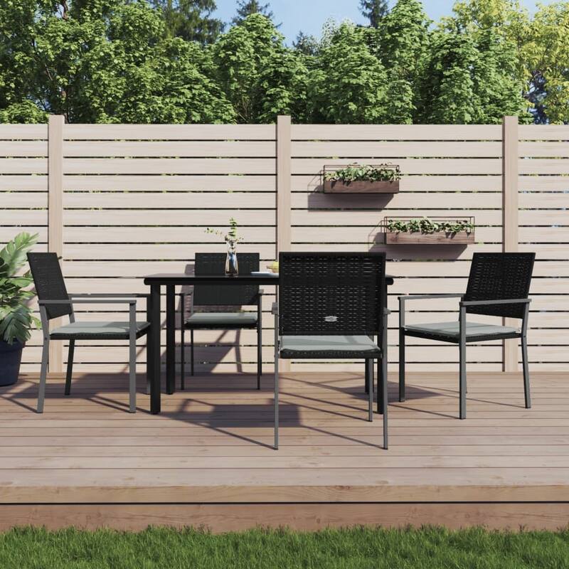 vidaXL Patio Dining Set Outdoor Dining Table and Chair Poly Rattan and Steel