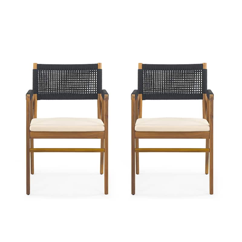 Holomn Outdoor 7-piece Acacia Wood Dining Set with Rope Chairs by Christopher Knight Home