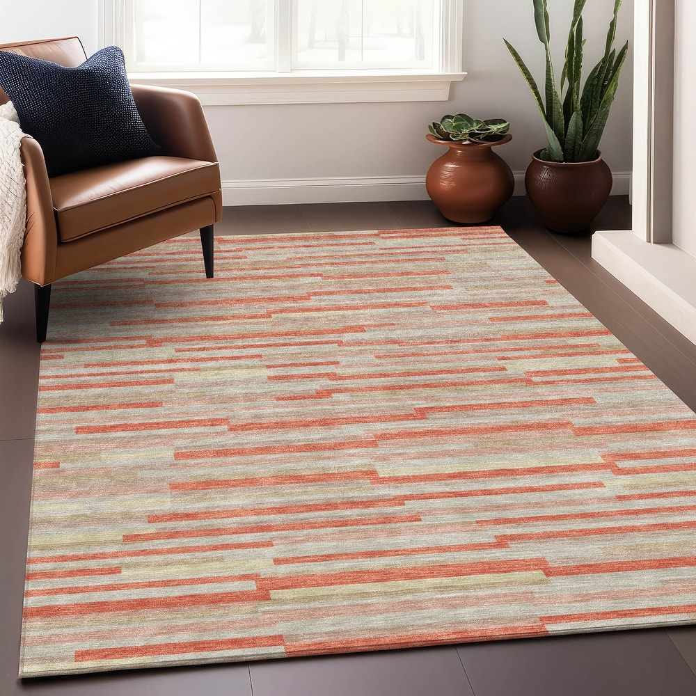 Premium Washable Super Soft Geo Stripes Mayfield Rug