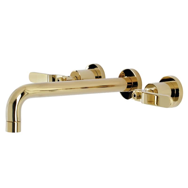 Whitaker Two-Handle 3-Hole Wall Mount Tub Faucet - Polished Brass