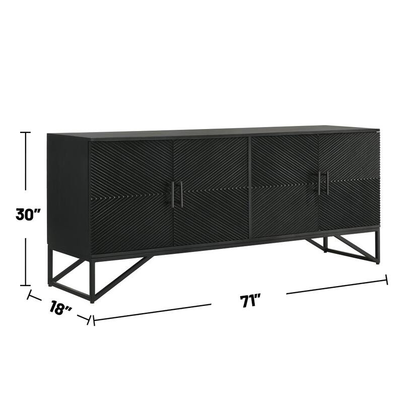 Accent Cabinet with Metal Frame in Black