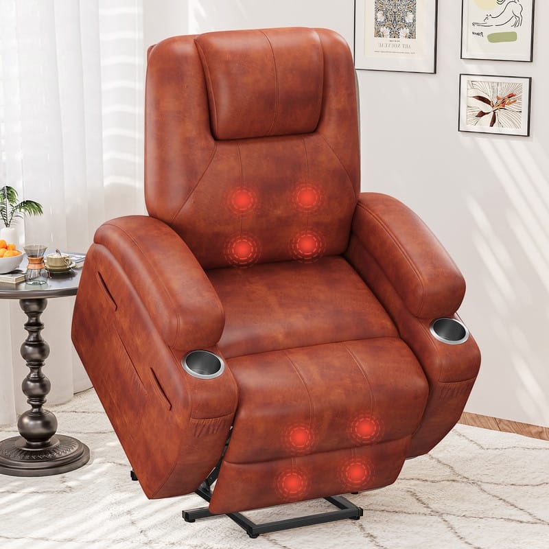LACOO Power Lift Recliner PU Leather Reclining Chair with Massage