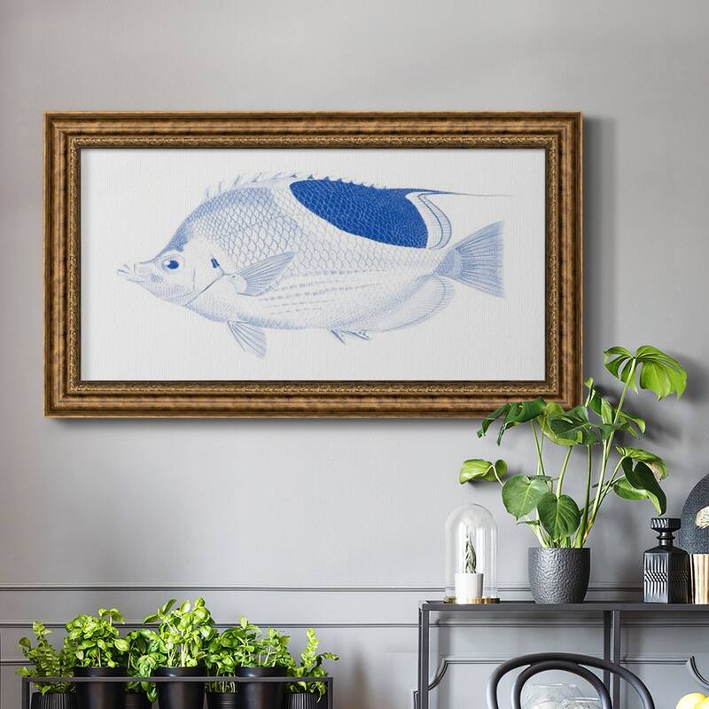 Blue & White Tropical Fish I Premium Framed Canvas- Ready to Hang