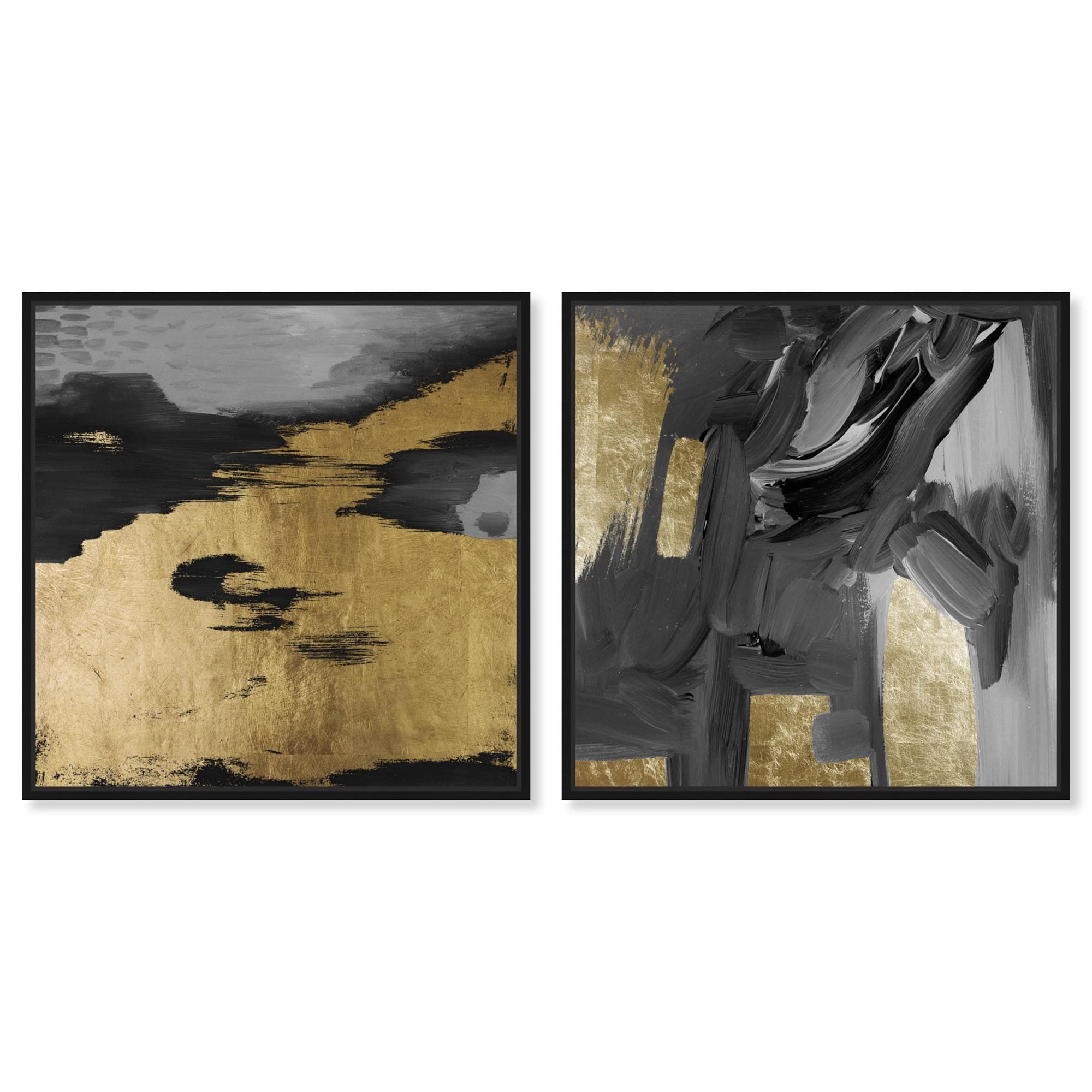 Glamorous Black and Gold Luxe Gold Wall Art Set Canvas Print by Art Remedy