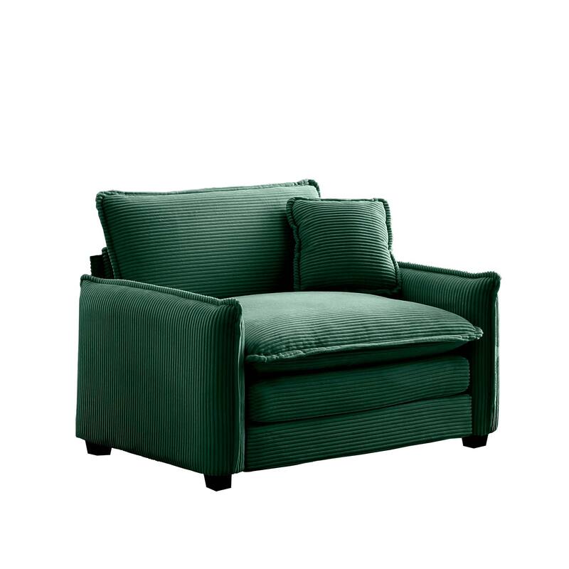 Livingroom Corduroy Single Deep Seat Sofa Chair with Pillow
