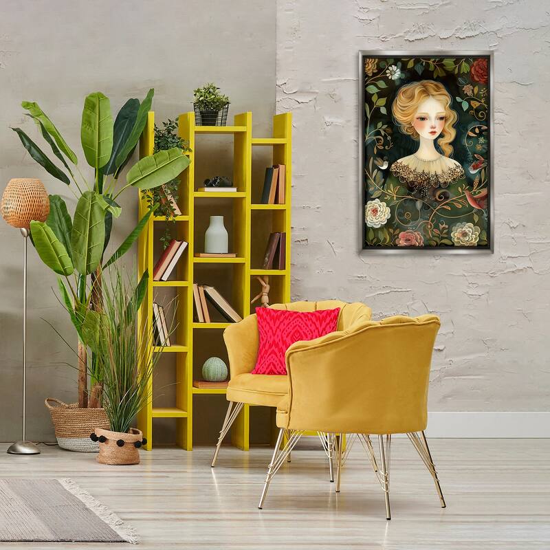 Stupell Victorina Woman with Florals Framed Floater Canvas Wall Art Design By The Dutch Lady