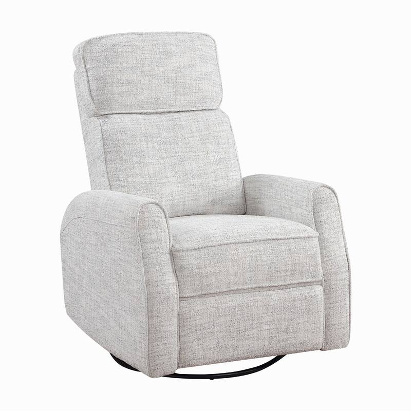 Leox Manual Recliner Chair, 30 Inch, Light Gray Boucle, 360 Swivel