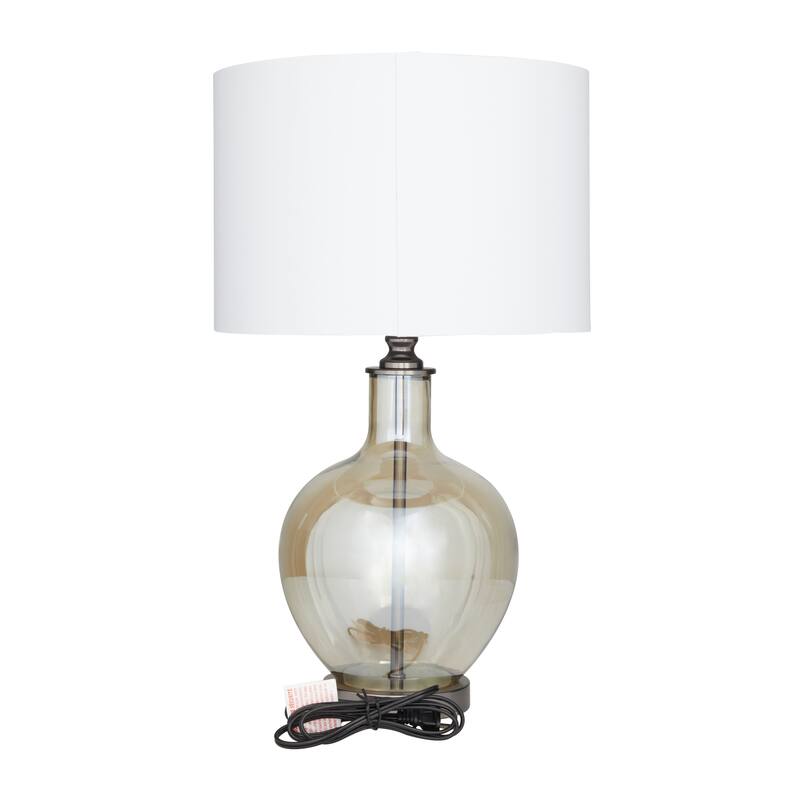 Champagne Glass Room Table Lamp with Drum Shade - 17 x 17 x 27