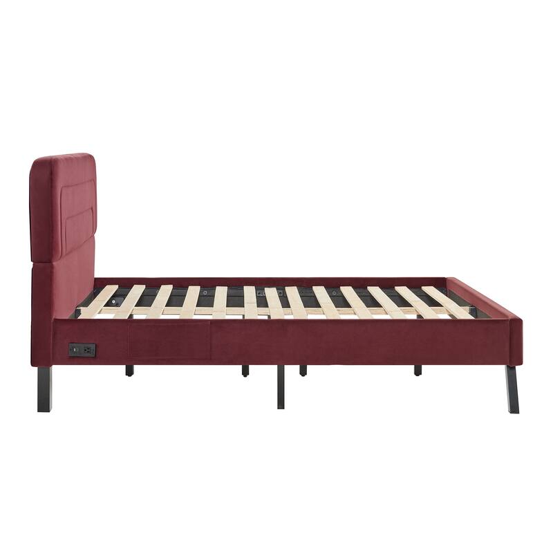 Studio Living Ashton Full Upholstered Bed in Velvet Fabric
