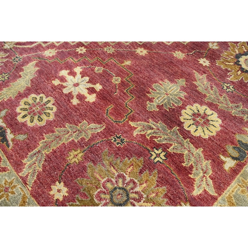 LoomBloom Raspberry Oushak Hand Knotted Traditional Wool Area Rug - 8' 8'' x 11' 7''