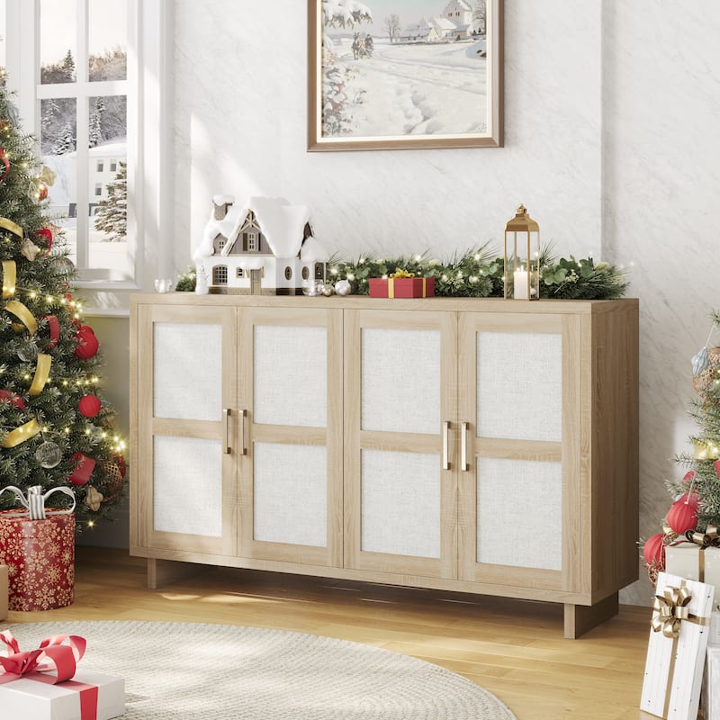EROMMY Modern Sideboard Buffet Cabinet with Fluted Doors, 2-Door Storage Console Table for Kitchen, Dining Room & Living Room