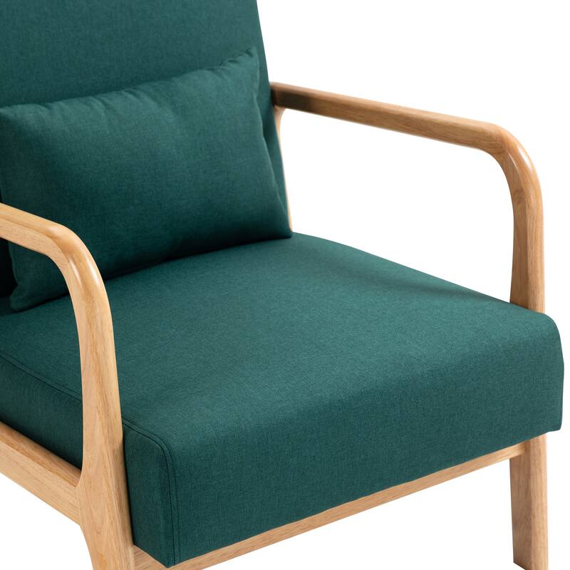 Briston 2 Set Mid Century Modern Wood Accent Chairs with pillow