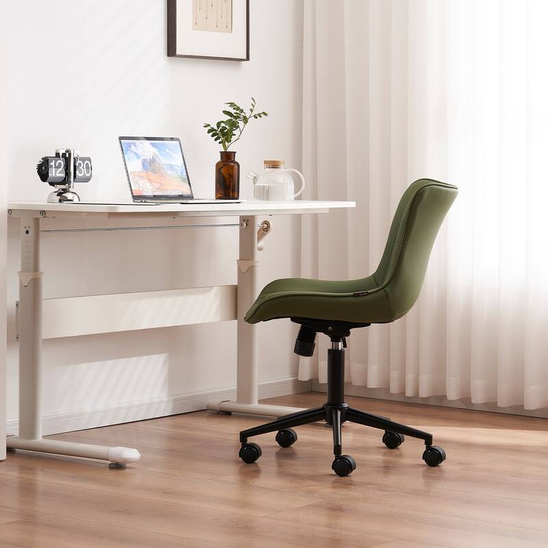 Armless Office Chair Swivel Home Office Desk Chairs with Wheels