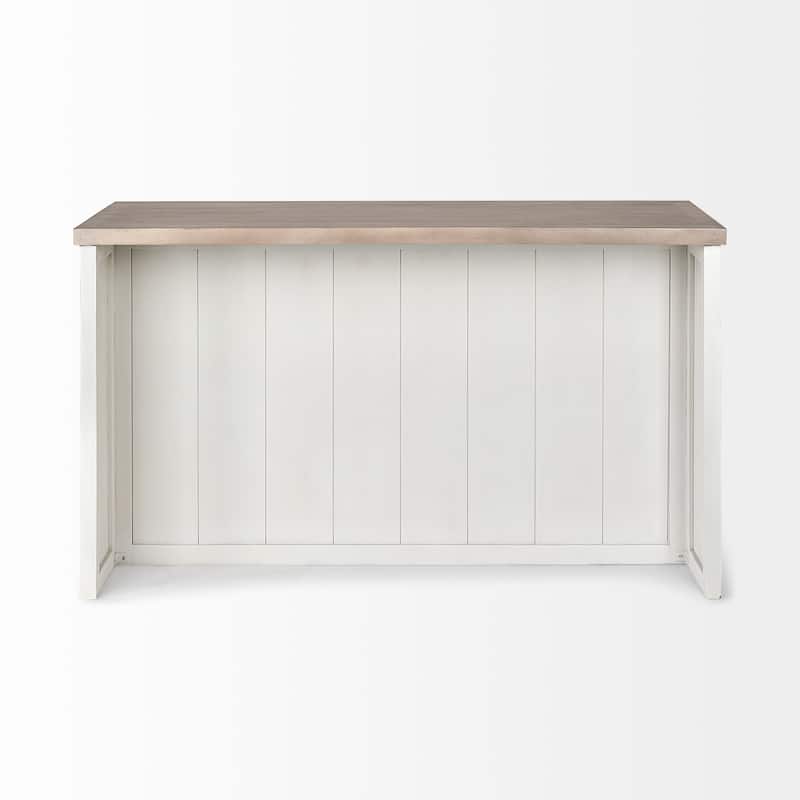 HomeRoots White And Brown Two Tone Wooden Kitchen Island With 3 Drawers - 30' X '34.5' X '60