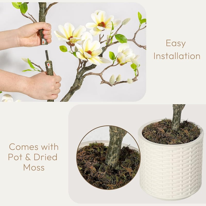 Faux Artificial Flower Tree, Magnolia Plants for Home Decor