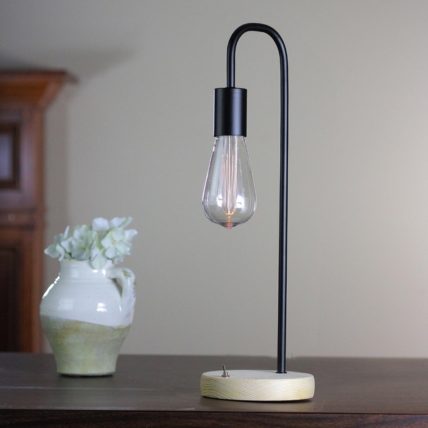 17 Battery Operated Vintage Style Edison LED Goose Neck Table Lamp with Wood Base and Timer Bed Bath Beyond 20880293