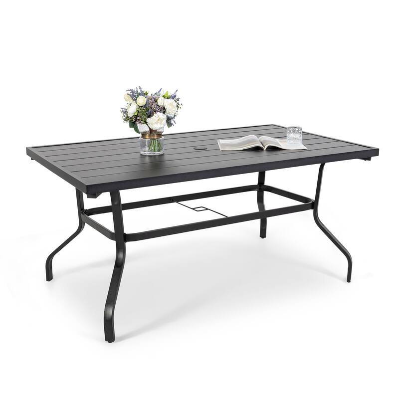 Outdoor 5-Piece Dining Set, Iron Finish, Black with Gold Speckles