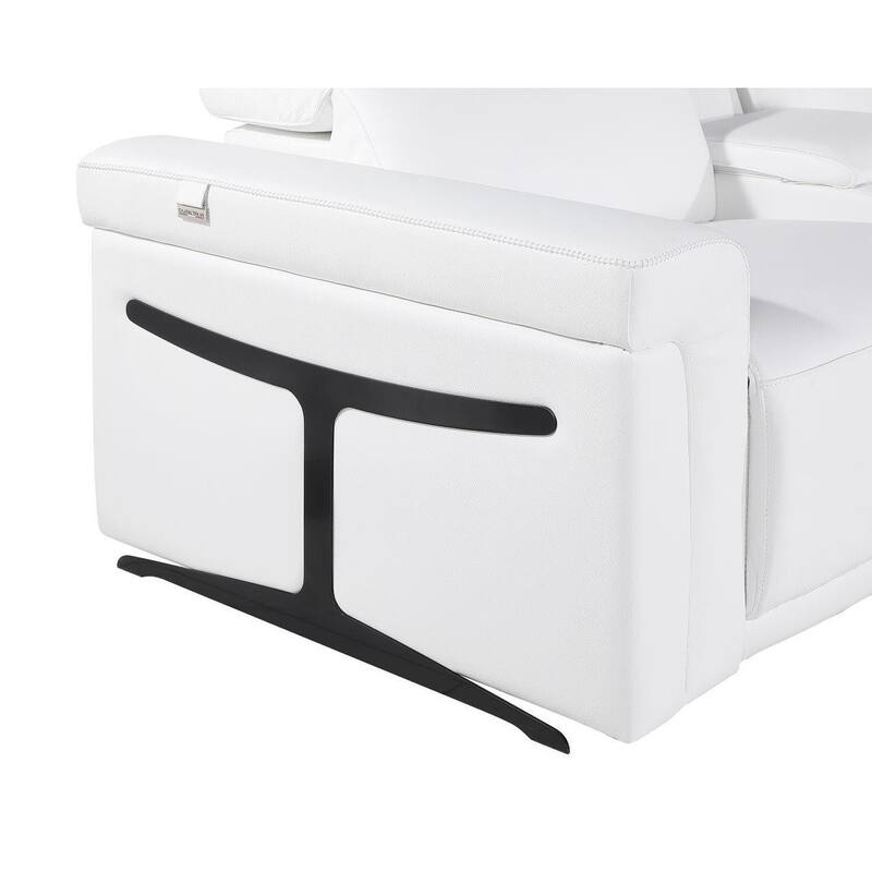 HomeRoots White Italian Leather Modular L Shaped Five Piece Corner Sectional