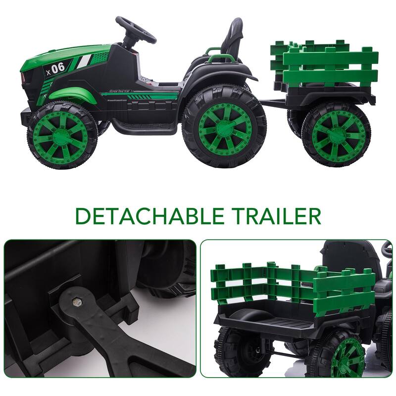 12V Kids Ride On Tractor with Trailer