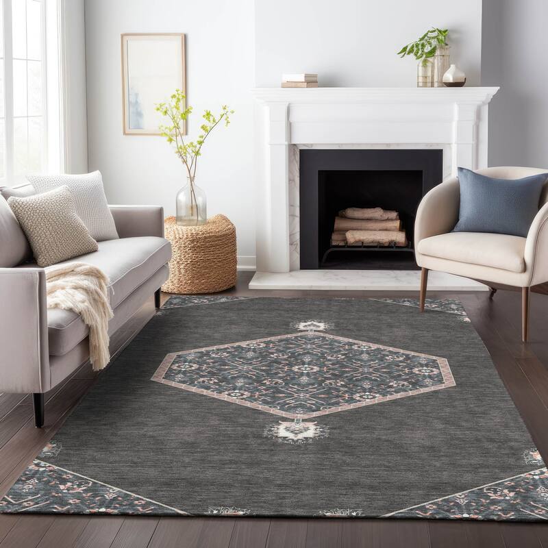 Machine Washable Indoor/ Outdoor Traditional Chantille Rug