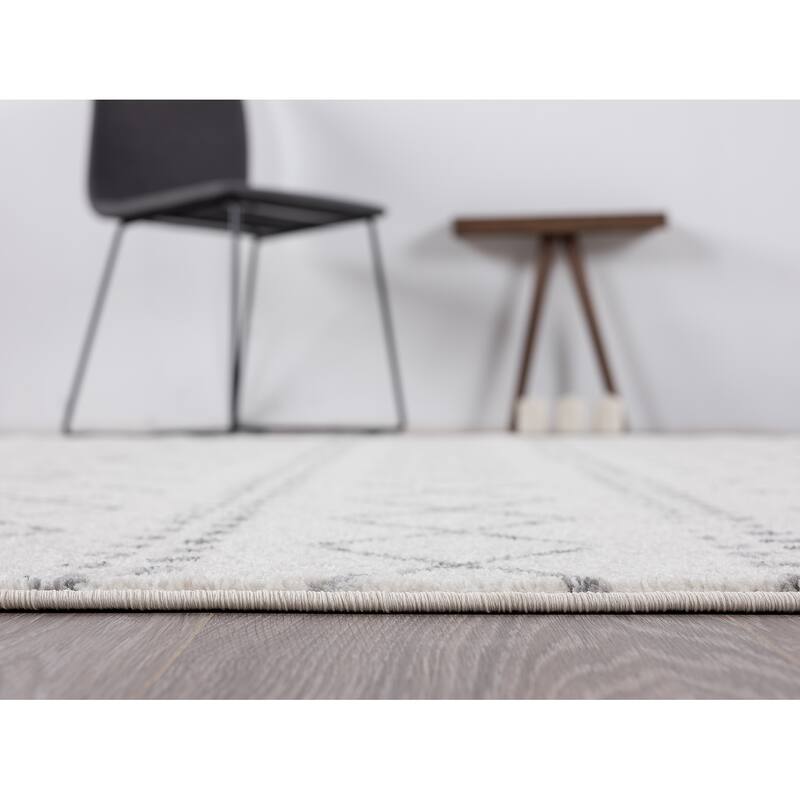 Abani Casa Moroccan Trellis Ivory Grey Soft Area Rug