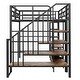 preview thumbnail 11 of 26, Full Size Metal Loft Bed with Desk, Staircase and Storage Cabinet