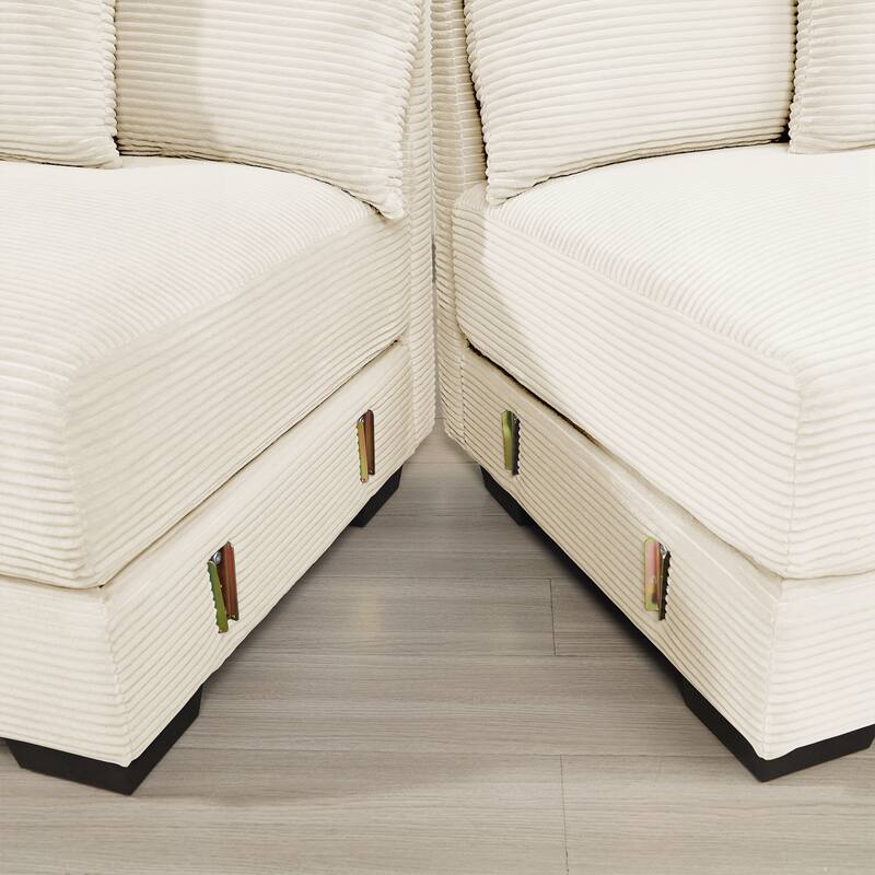 Oversized Cloud Modular Sectional Couch,Corduroy Fabric Extra-Wide Armrests Throw Pillows