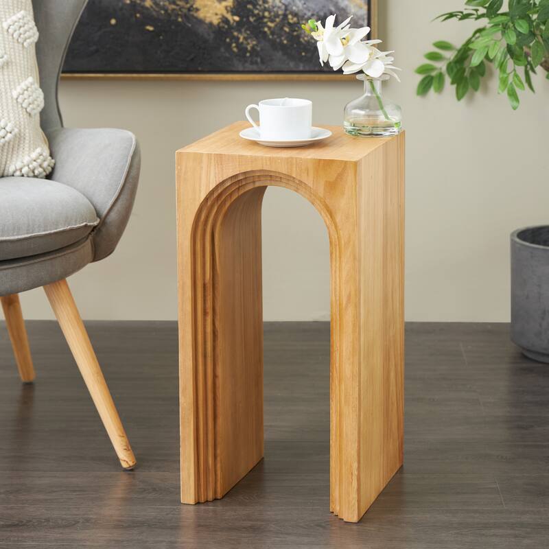 Wood Cutout Arch Accent Table - Brown or Black - Roche River Decor