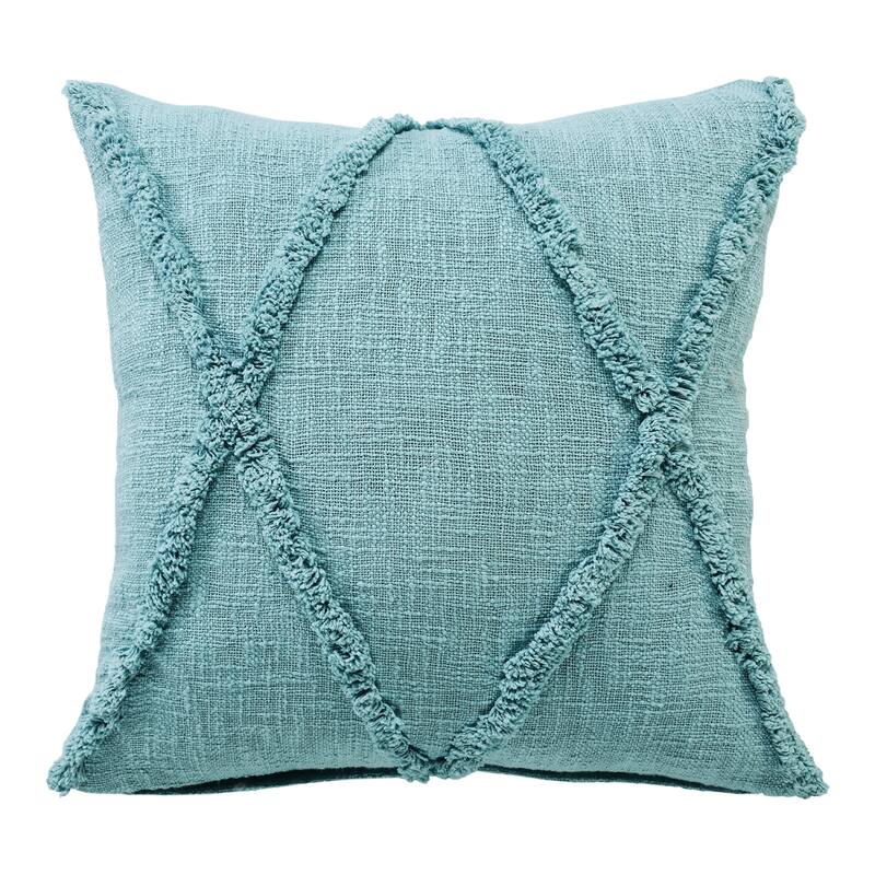 Solid Decorative Diamond Tufted Cotton Throw Pillow - 20" x 20" - Polyester