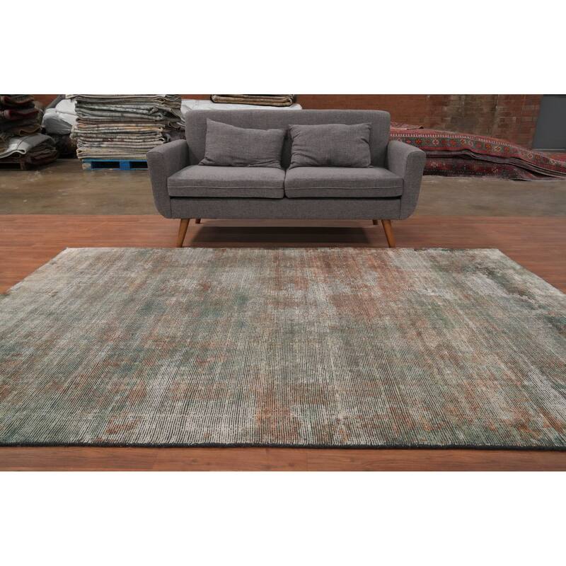 Hand Knotted Oriental Viscose Silk Carpet Modern Abstract Multi-Colored Abstract Area Rug - 9' 1'' X 6' 0''