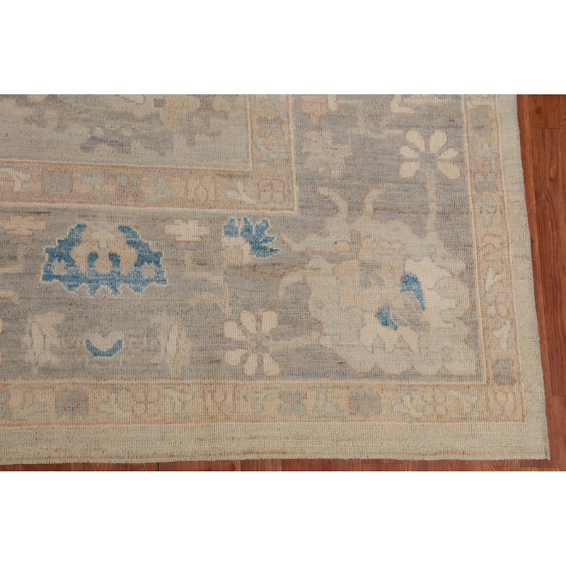 Hand Knotted Oriental 100% Wool Carpet Transitional All-Over Beige & Ivories Oushak Area Rug - 13' 11'' X 10' 1''