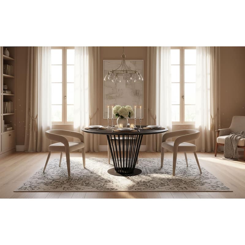 Modrest Conroy Modern Black Round Dining Table