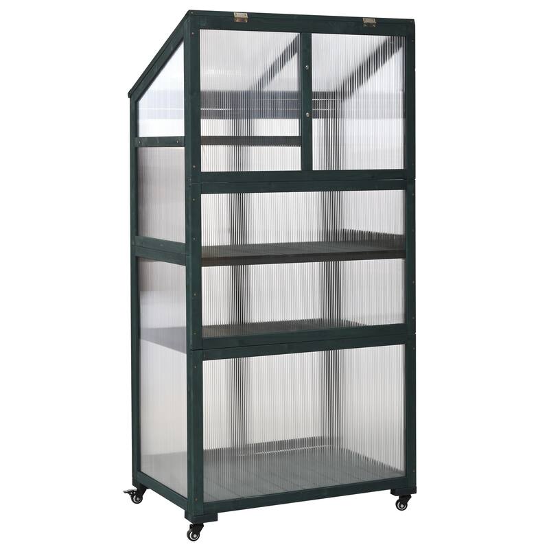 62" Portable Cold Frame Greenhouse with Wheels & Adjustable Shelves