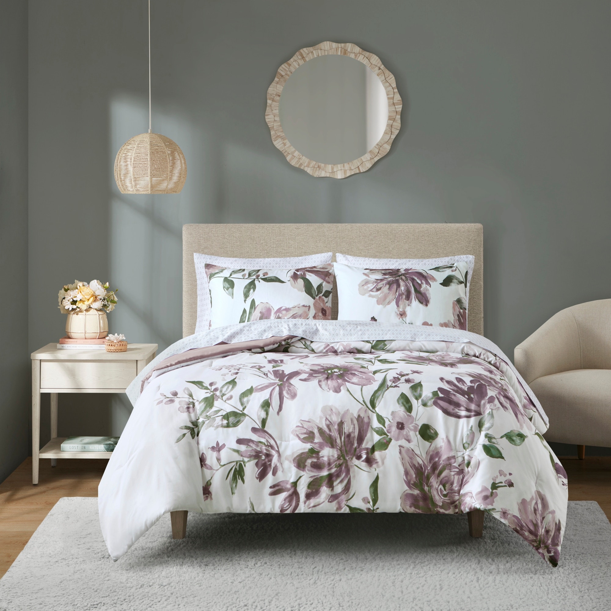 Wynette Multi Colored Jacobean Floral- Comforter Set  Floral comforter sets,  Floral comforter, Comforter sets