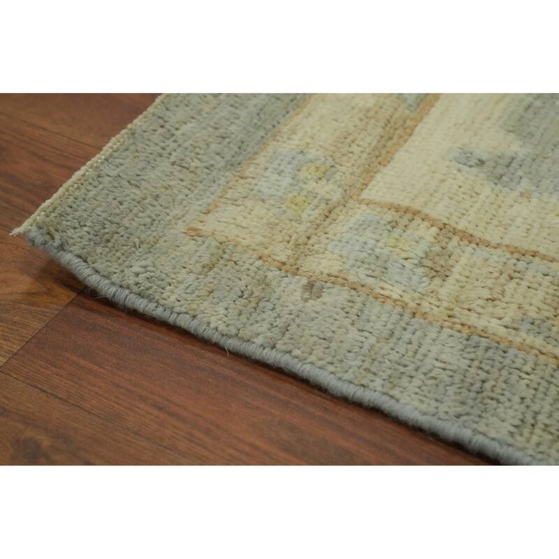 Vegetable Dye Gray Oushak Turkish Large Rug, Floral Geometric Carpet - 13' 9'' X 10' 3''