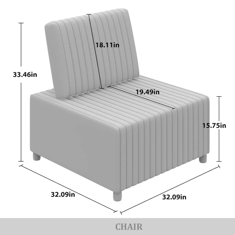 CraftPorch 2-Pieces Contemporary Clean-Line Linen Upholstered