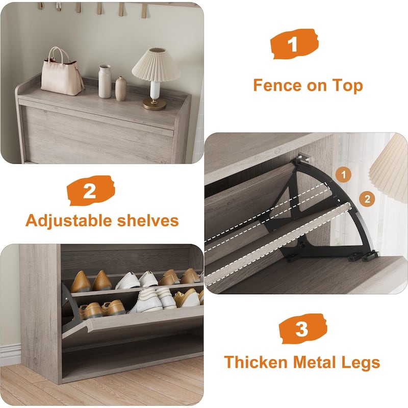 Drawer Wooden Shoe Cabinet with Adjustable Shelves