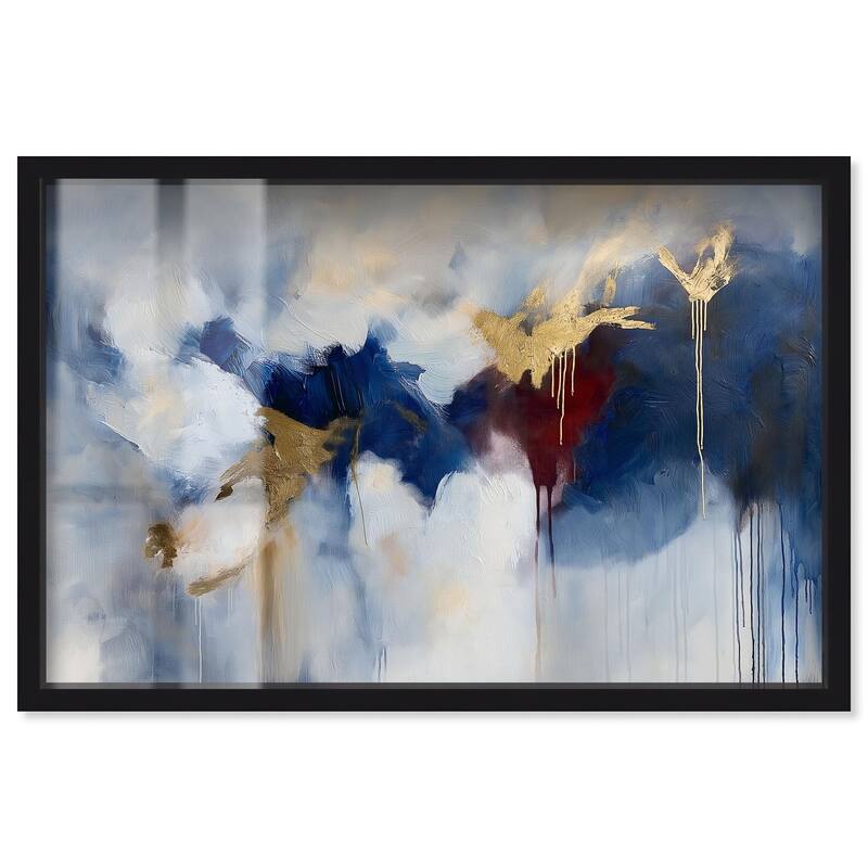 Eclipse of Gold and Blue Shadowbox by Art Remedy - Black - 45" x 30"