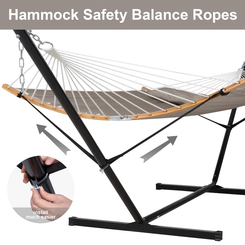 2-person Outdoor Hammock with Stand & Pillow