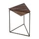 preview thumbnail 1 of 5, Addis 16.5 in. W Triangular Marble and Iron Pyramid Side Table Brown