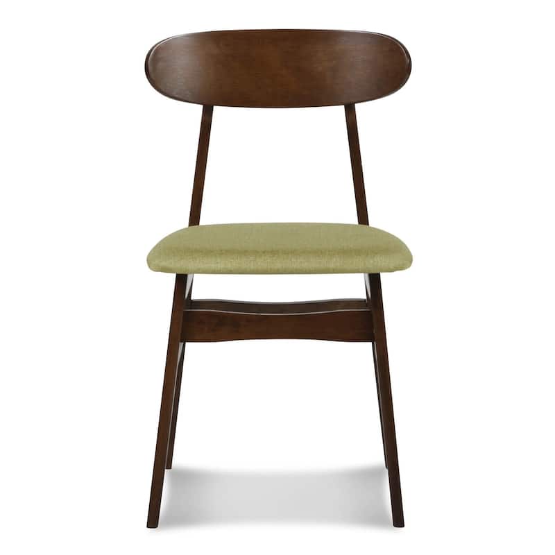 Brown/Green Fabric Upholstered Wood Frame Dining Chair, Set of 2, Sturdy Dining Chair for Dining Rooms - 17.5