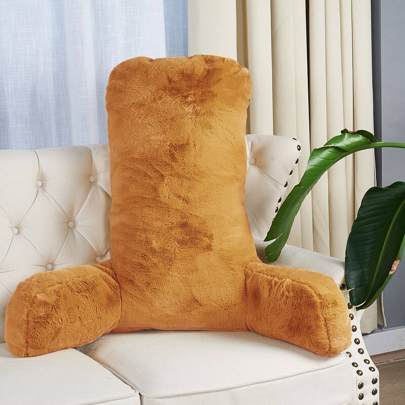 Home Soft Things FoxFauxFur Bedrest - 28" x 30" x17" - Burnt Orange