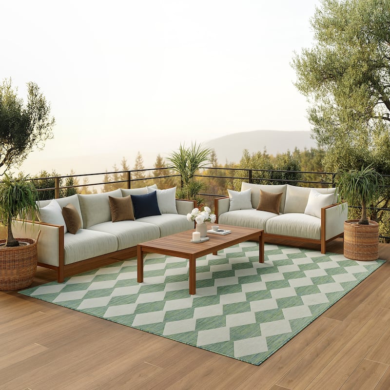 Nourison Positano Indoor/Outdoor Geometric Area Rug - 6'x9' - Green/Blue