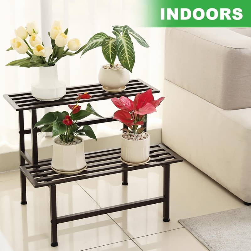 Metal Plant Stand Outdoor Plant Shelf Indoor - 26 x 17.75 x 20.25 inches