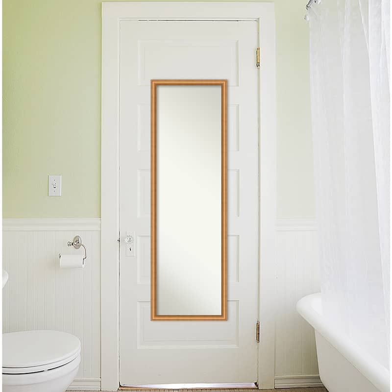 Salon Scoop Non-Beveled Wood Framed Full-Length On the Door Mirror - Glass Size 14x48