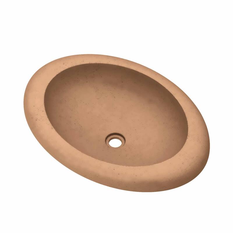 Cuyama NativeStone and Concrete Drop-in Bathroom Sink - 21" x 15" x 5" - Terracotta