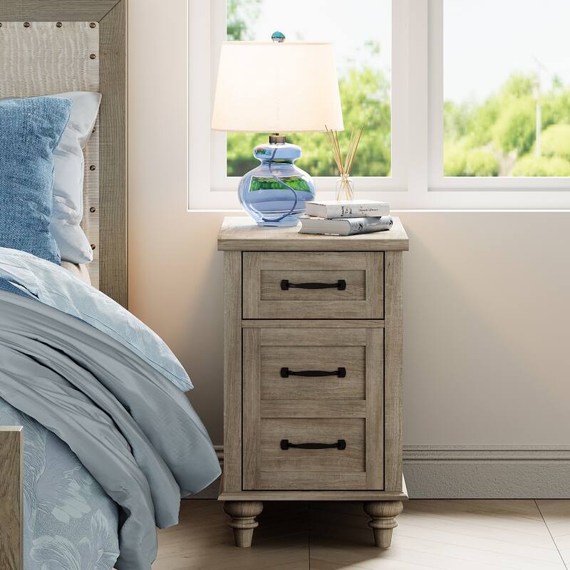 End Table with Charging Station, Side Table with Storage, Power Outlets & Type-C USB Ports for Living Room