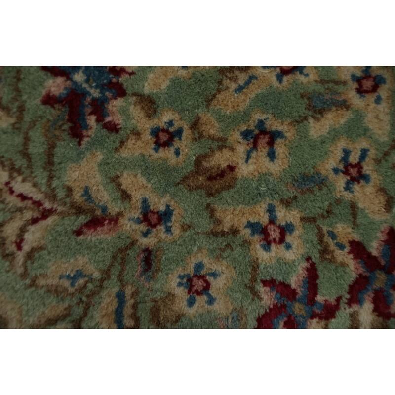 Hand Knotted Oriental 100% Wool Carpet Traditional Floral Navy Blue & Blues Kerman Area Rug - 16' 10'' X 10' 2''