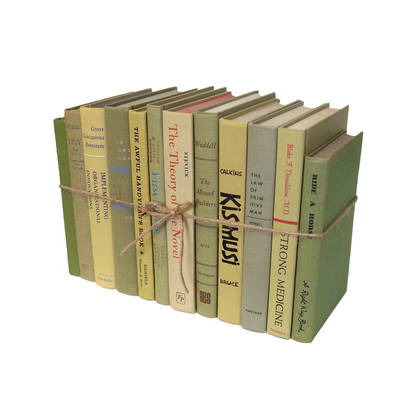 Decorative Books - Vintage Lemongrass Book Bundles - Light Green Books by the Foot