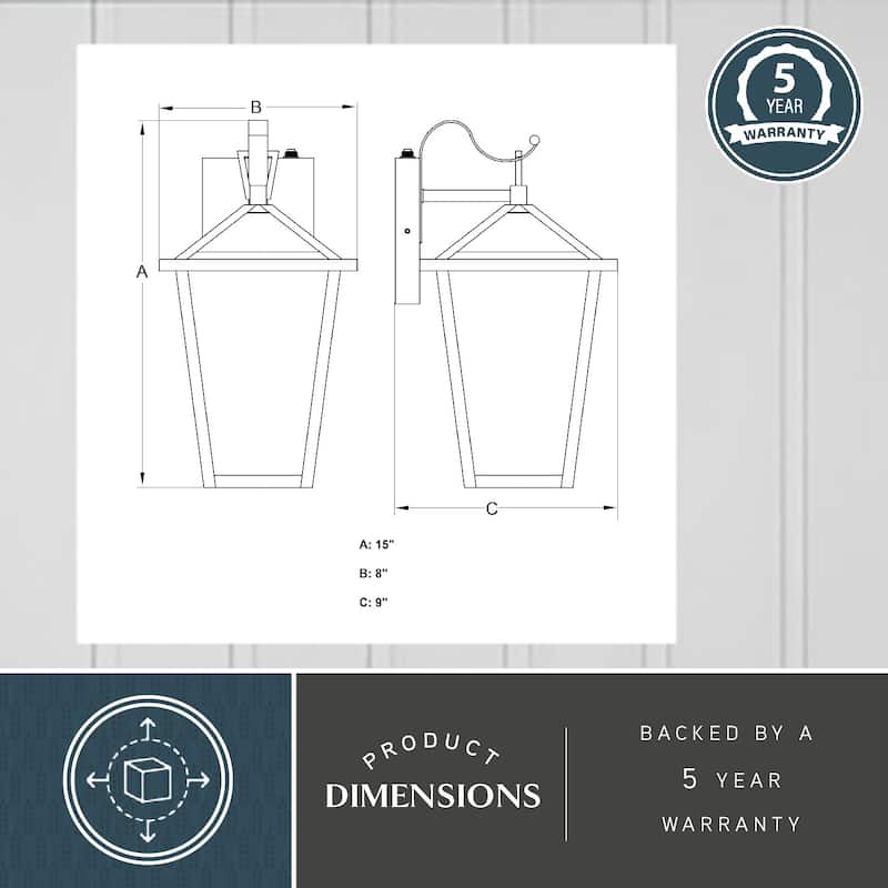 Derby Dusk to Dawn Outdoor Wall Light Lantern Clear Glass Shade, LED Compatible